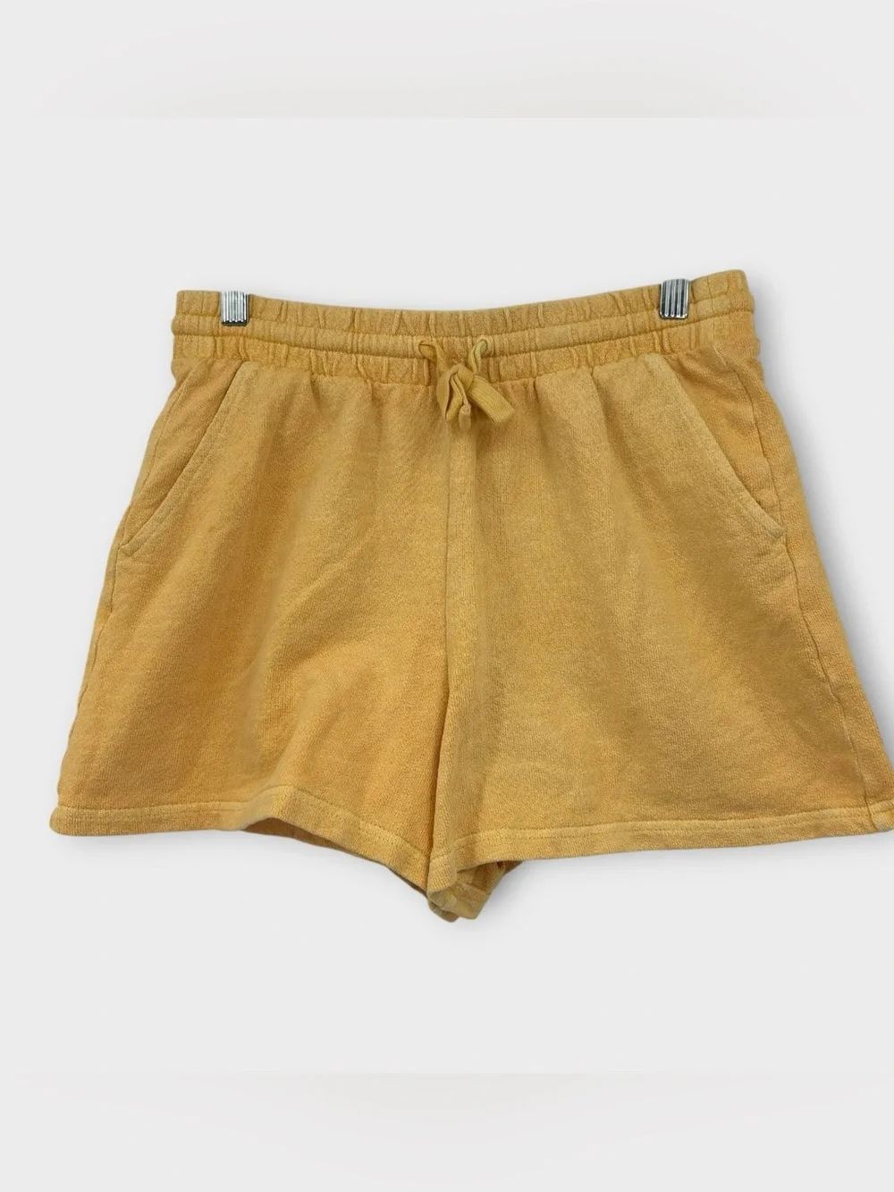Old Navy High-Waisted Garment-Dyed Cali-Fleece Short in Marigold Yellow Size S